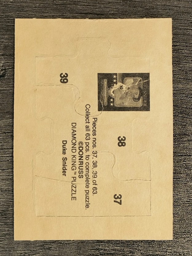1984 Donruss Duke Snider Puzzle #37 Snider Puzzle 37-39