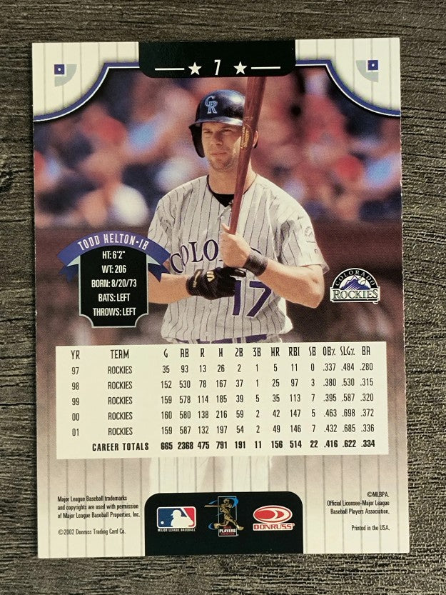 2002 Donruss #7 Todd Helton
