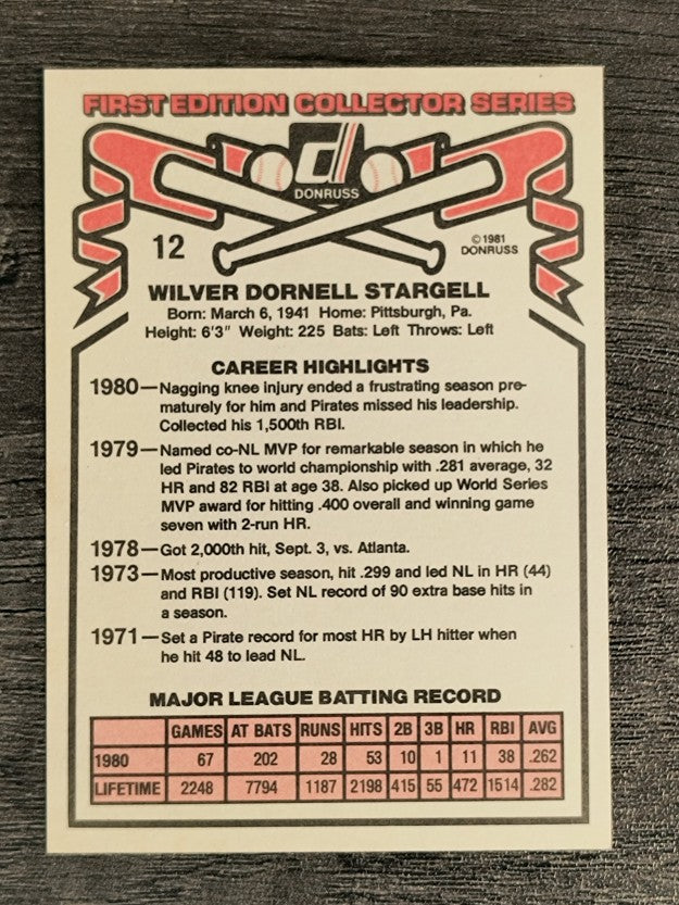1981 Donruss #12 Willie Stargell