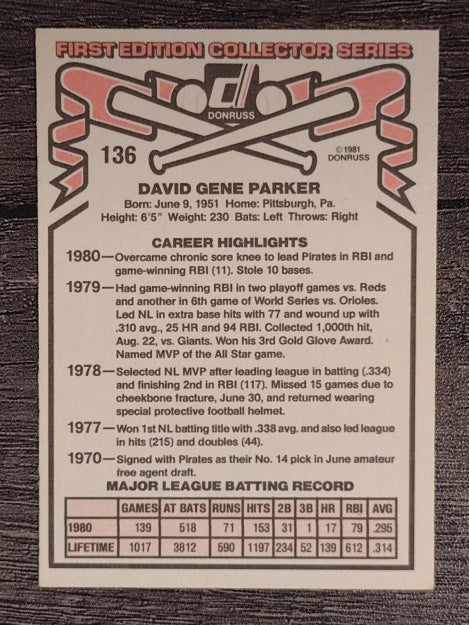 1981 Donruss #136 Dave Parker