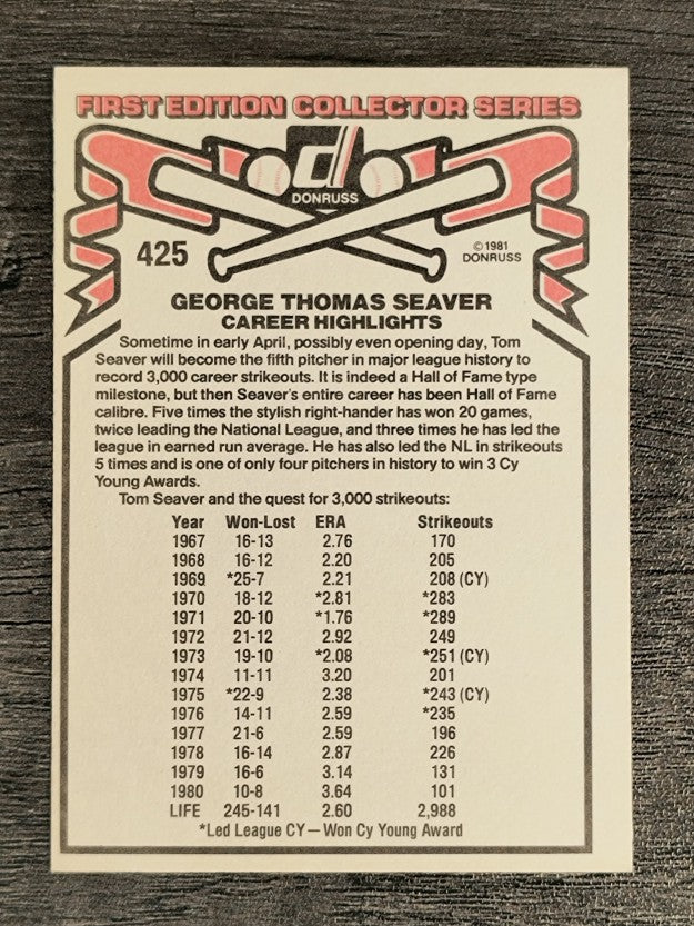 1981 Donruss #425 Tom Seaver