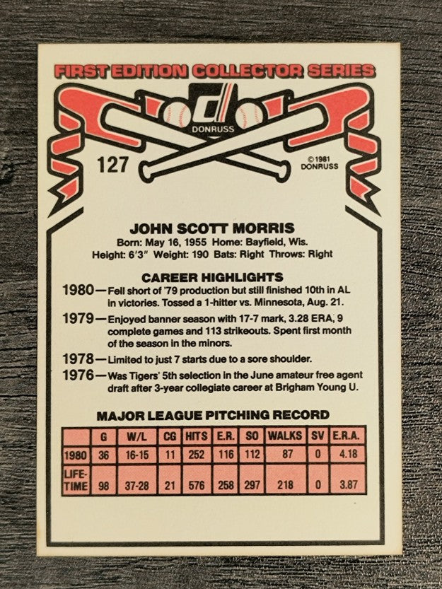1981 Donruss #127 Jack Morris