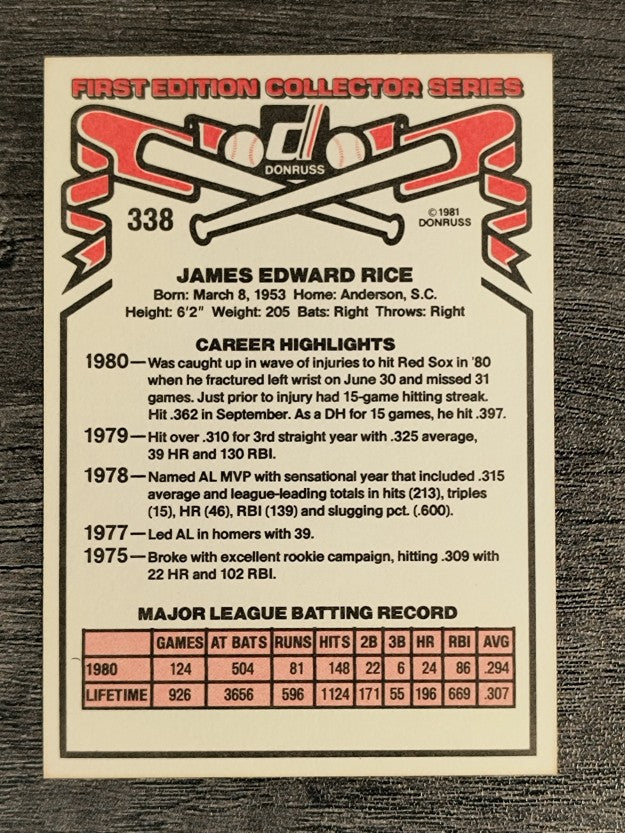 1981 Donruss #338 Jim Rice