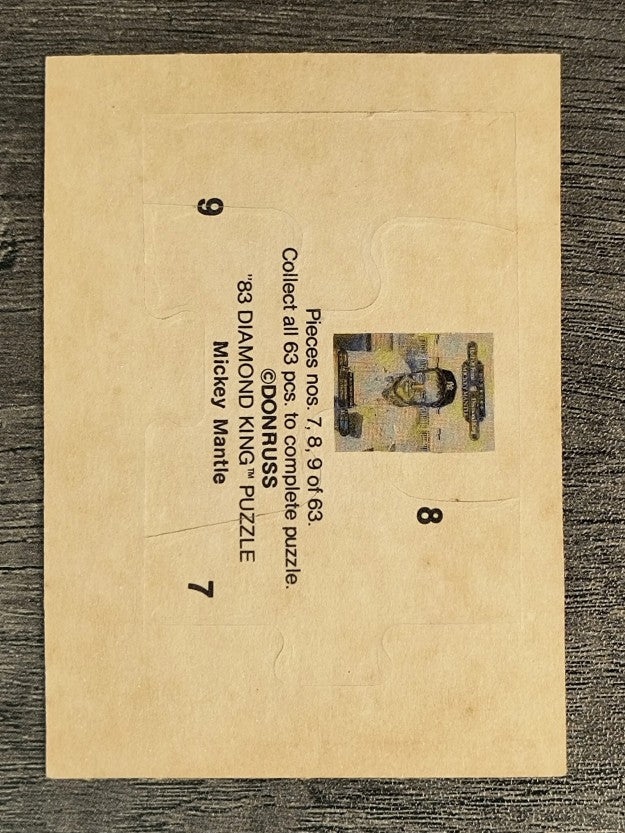 1983 Donruss Mickey Mantle Puzzle #7 Mantle Puzzle 7-9