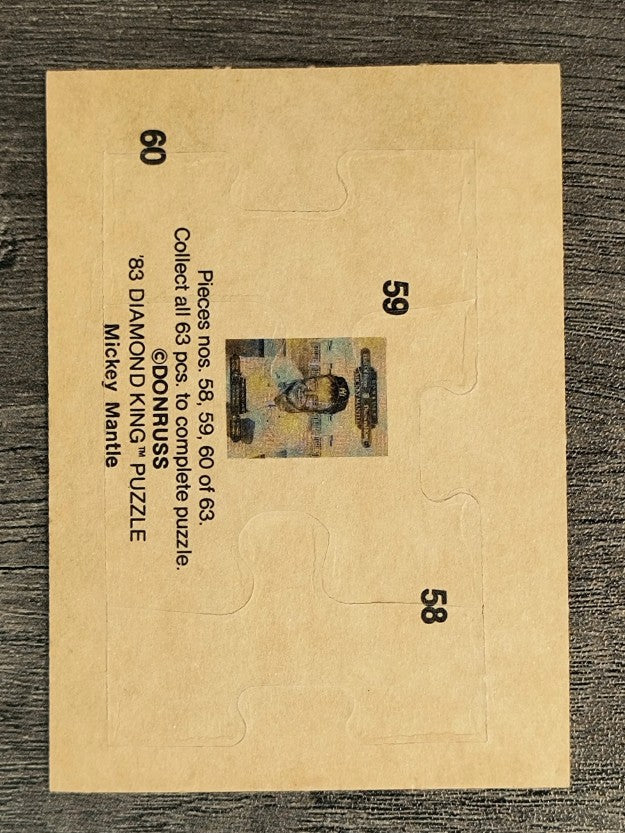 1983 Donruss Mickey Mantle Puzzle #58 Mantle Puzzle 58-60