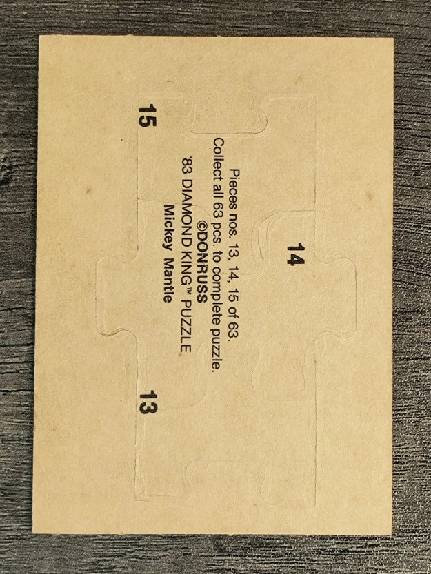 1983 Donruss Mickey Mantle Puzzle #13 Mantle Puzzle 13-15