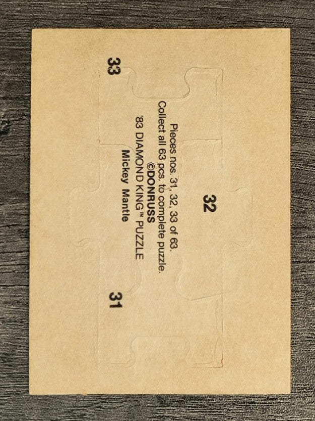 1983 Donruss Mickey Mantle Puzzle #31 Mantle Puzzle 31-33