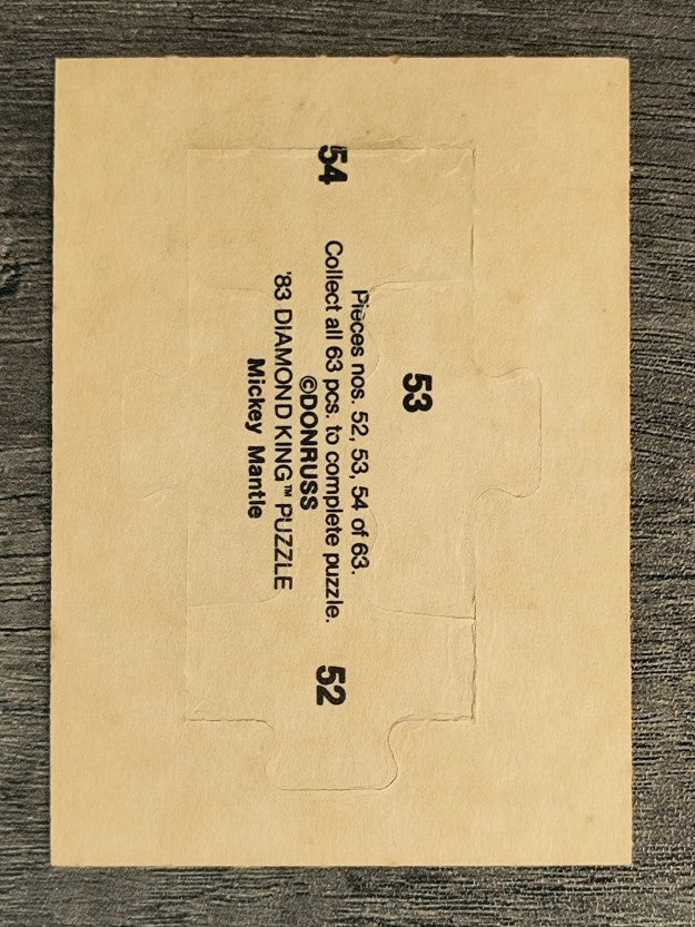 1983 Donruss Mickey Mantle Puzzle #52 Mantle Puzzle 52-54