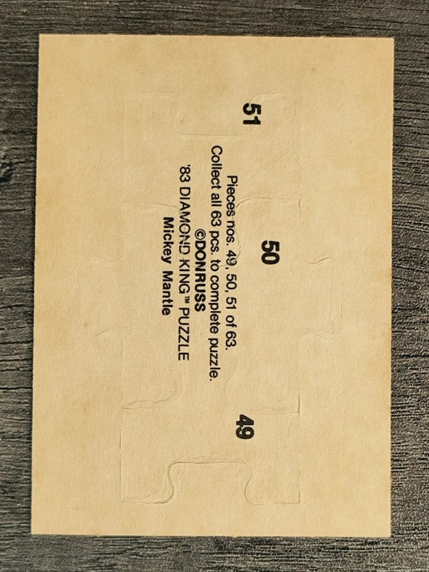 1983 Donruss Mickey Mantle Puzzle #49 Mantle Puzzle 49-51