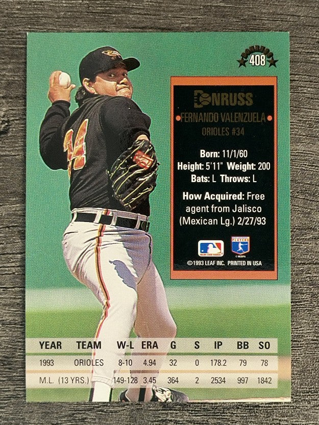 1994 Donruss #408 Fernando Valenzuela