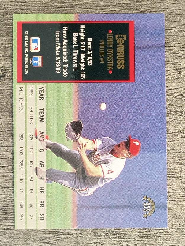 1994 Donruss #373 Lenny Dykstra