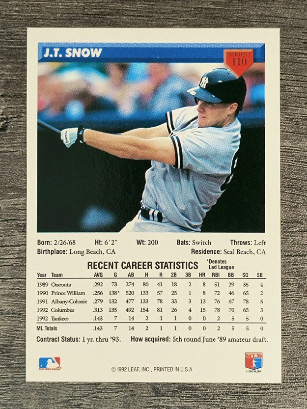 1993 Donruss #110 J.T.Snow RC