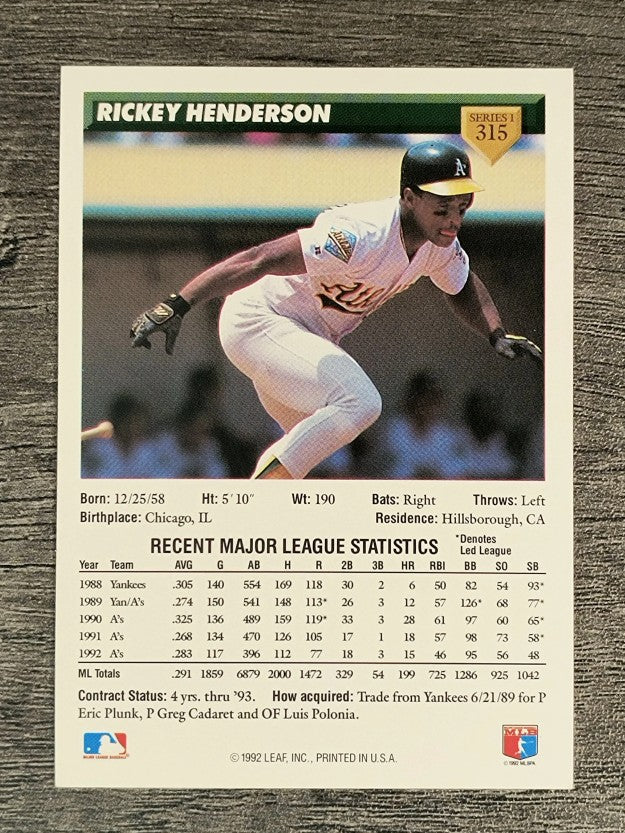 1993 Donruss #315 Rickey Henderson