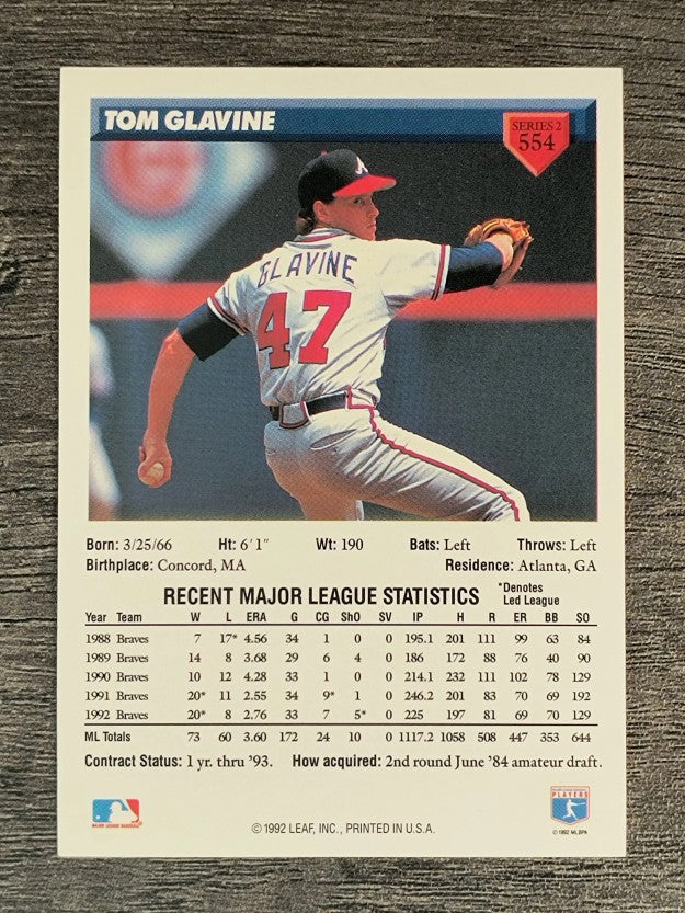 1993 Donruss #554 Tom Glavine