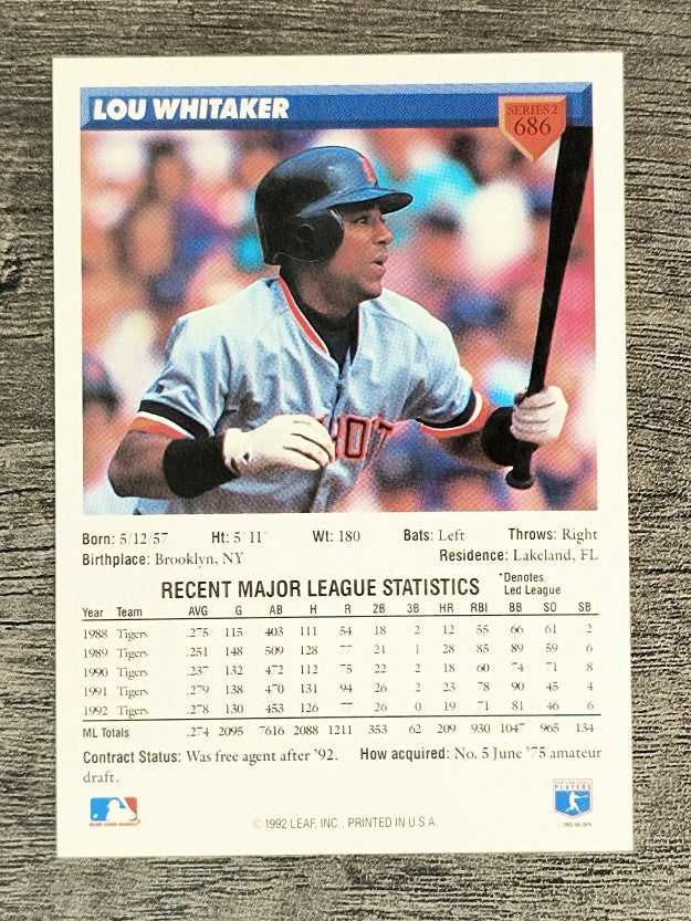1993 Donruss #686 Lou Whitaker