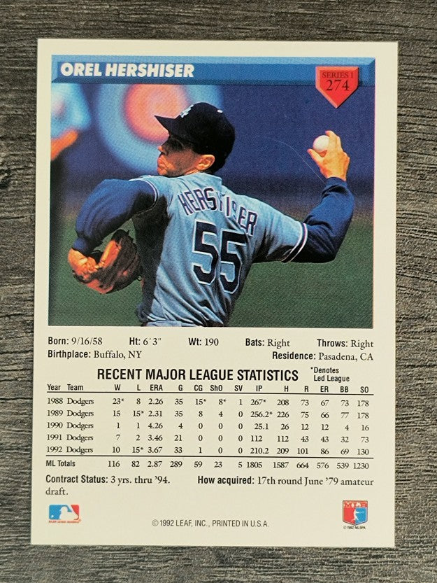 1993 Donruss #274 Orel Hershiser