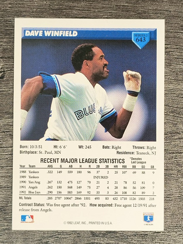1993 Donruss #643 Dave Winfield