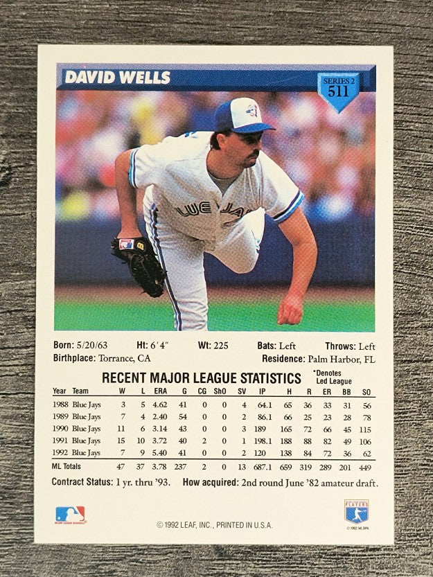 1993 Donruss #511 David Wells