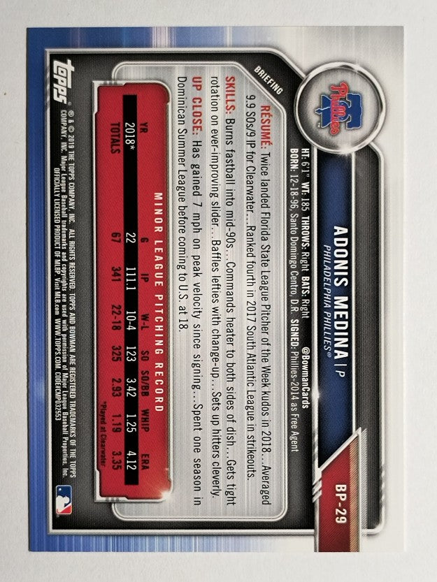 2019 Bowman Prospects #BP29 Adonis Medina