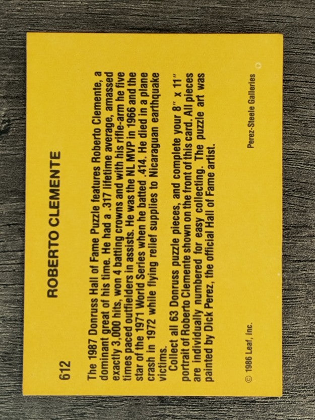 1987 Donruss #612 Roberto Clemente PUZ