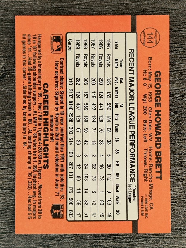 1990 Donruss #144 George Brett