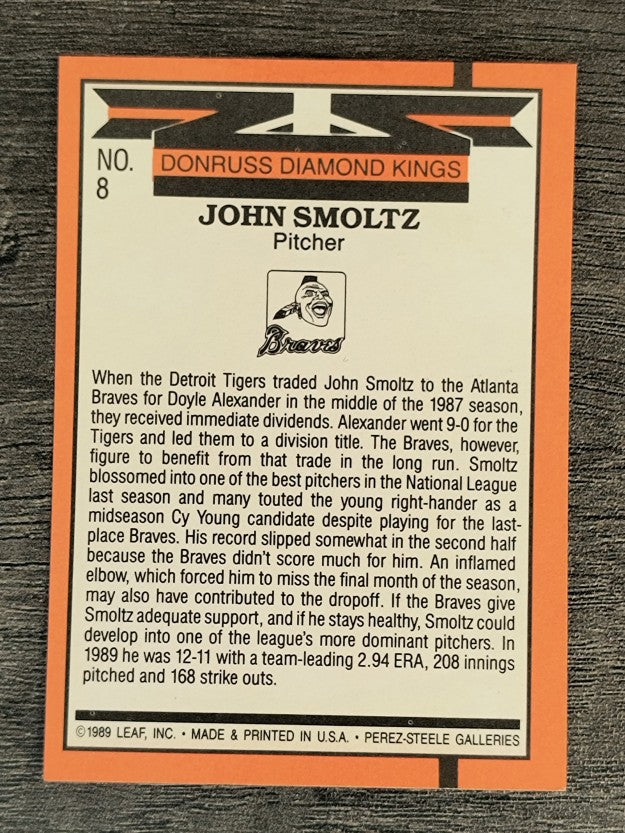 1990 Donruss #8 John Smoltz DK