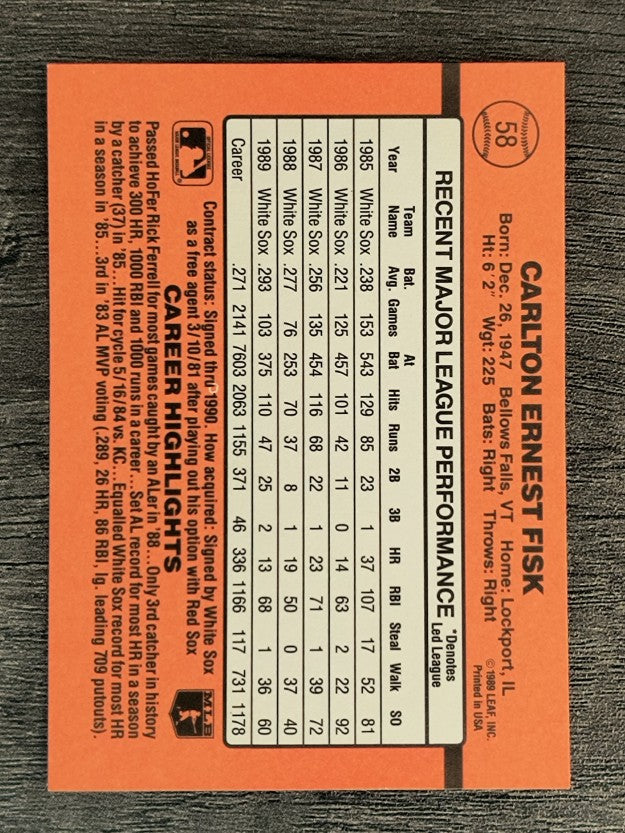 1990 Donruss #58 Carlton Fisk