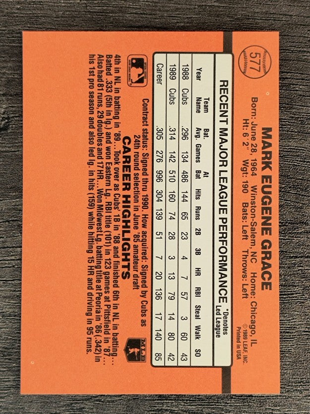 1990 Donruss #577 Mark Grace