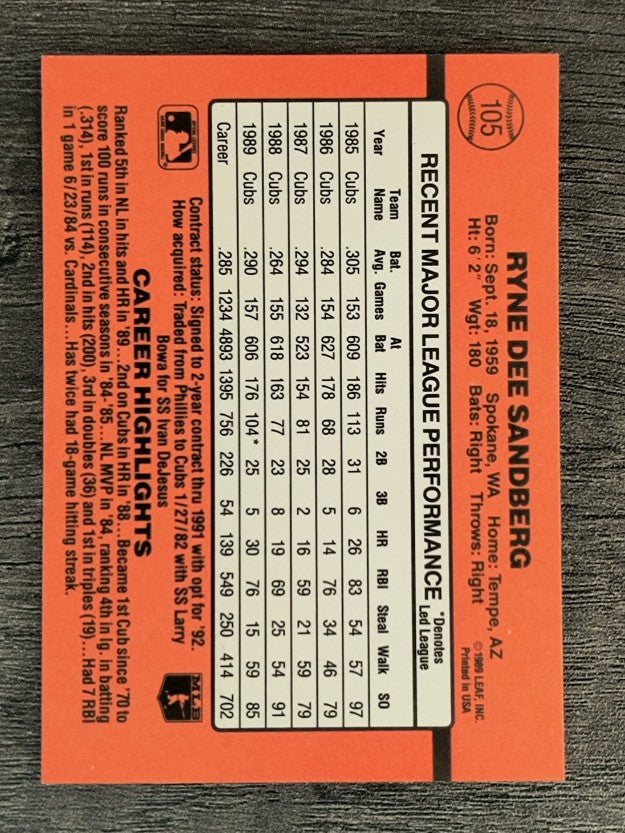 1990 Donruss #105 Ryne Sandberg