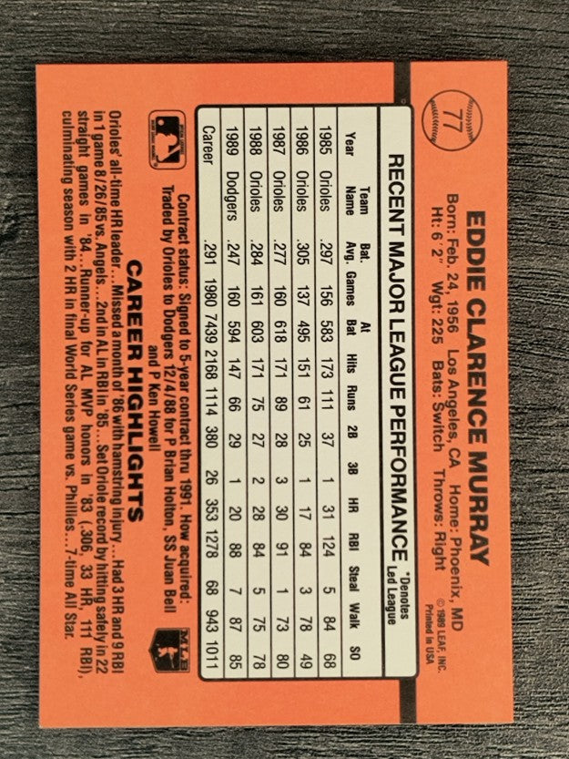1990 Donruss #77 Eddie Murray