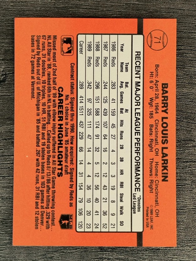 1990 Donruss #71 Barry Larkin
