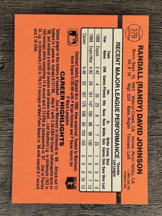 1990 Donruss #379 Randy Johnson