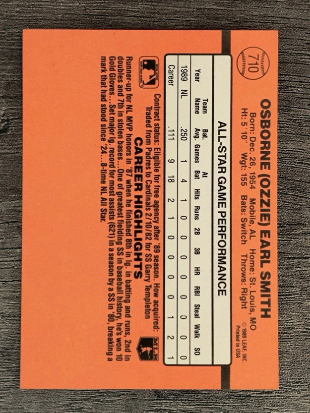 1990 Donruss #710B Ozzie Smith AS Performance