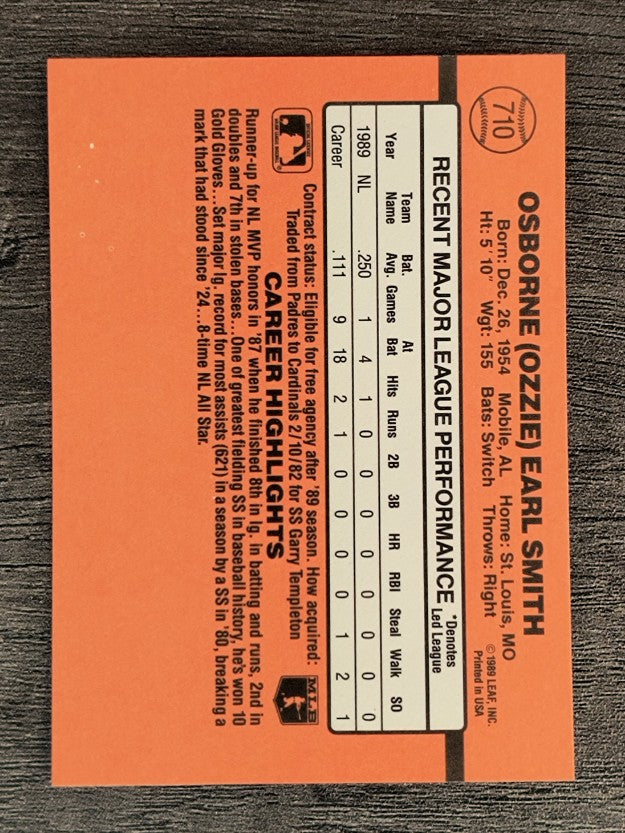 1990 Donruss #710A Ozzie Smith AS/Recent Major League Performance