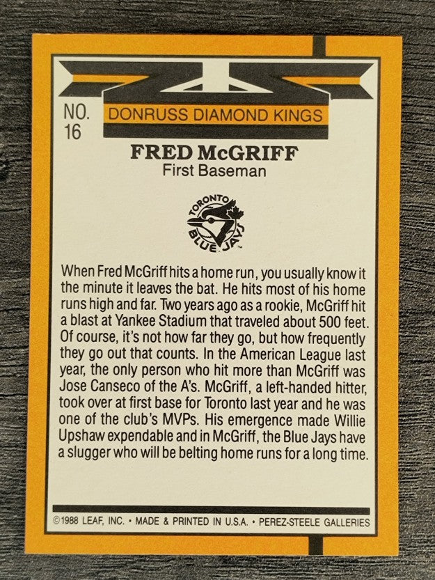 1989 Donruss #16 Fred McGriff DK