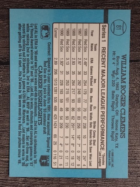 1991 Donruss #81 Roger Clemens