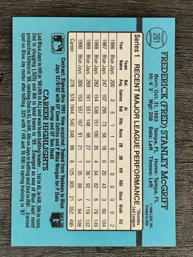 1991 Donruss #261 Fred McGriff