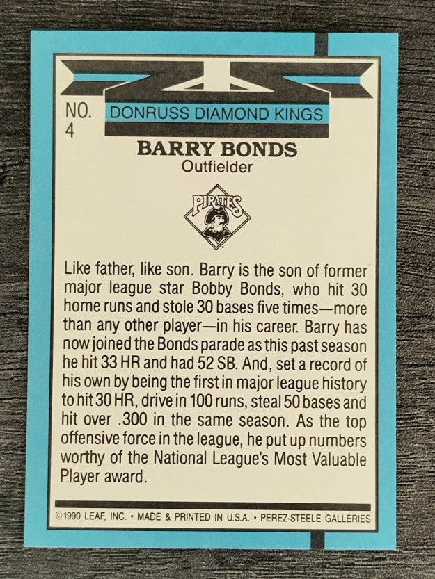 1991 Donruss #4 Barry Bonds DK