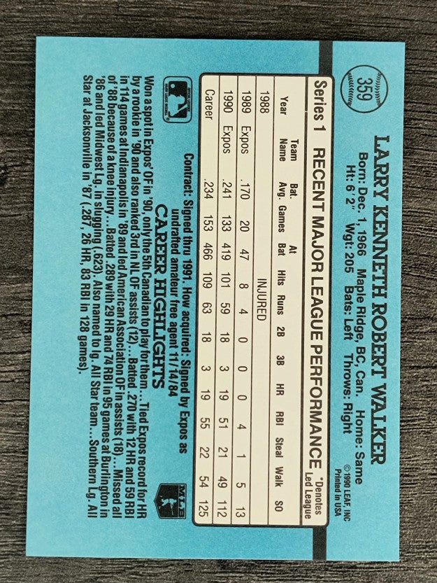 1991 Donruss #359 Larry Walker