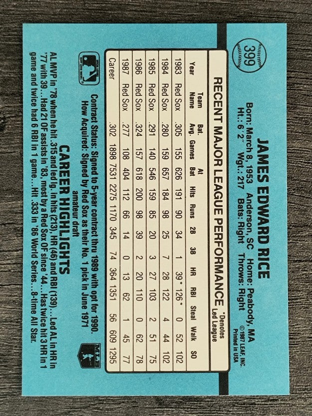 1988 Donruss #399 Jim Rice