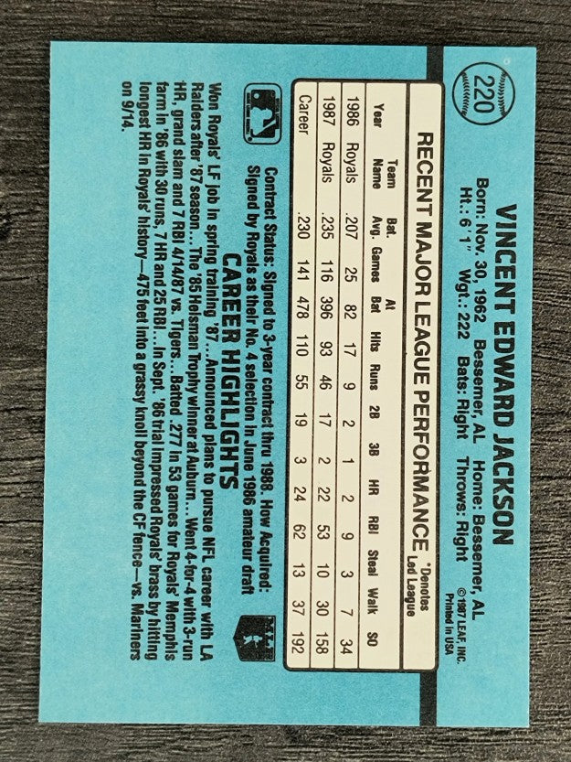 1988 Donruss #220 Bo Jackson