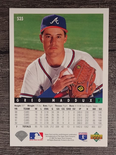 1993 Upper Deck #535 Greg Maddux