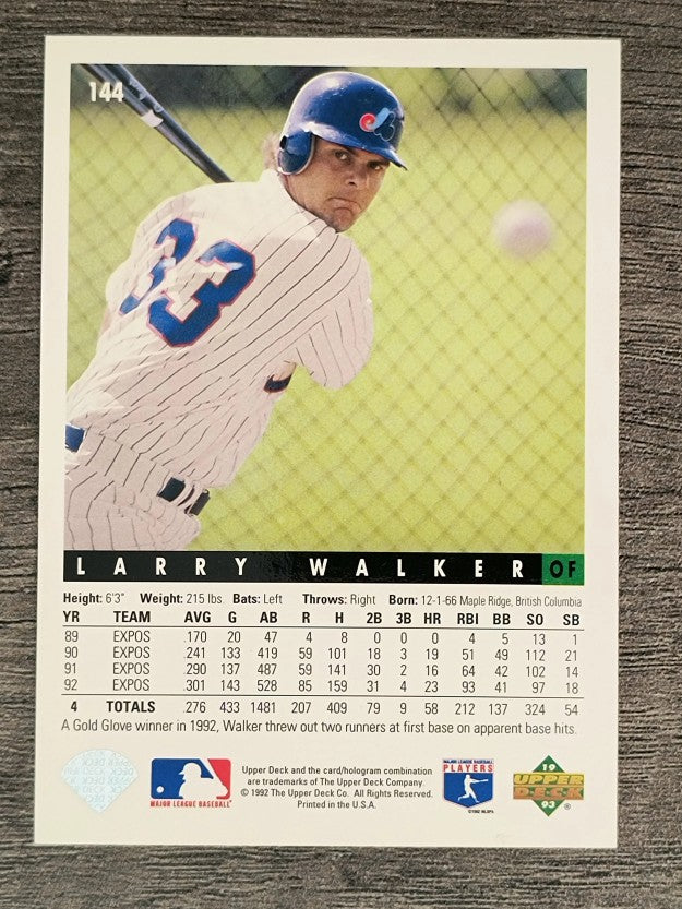 1993 Upper Deck #144 Larry Walker