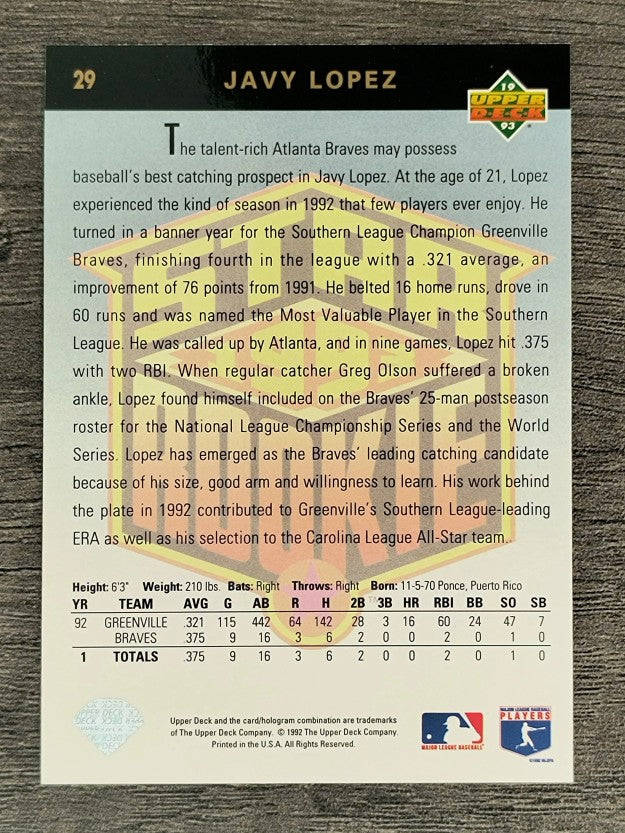 1993 Upper Deck #29 Javier Lopez