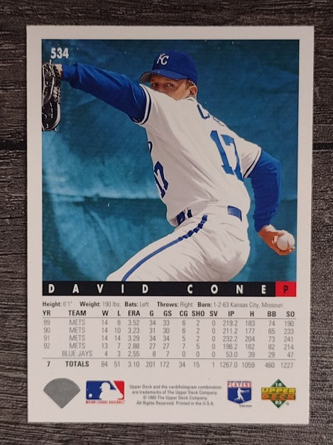 1993 Upper Deck #534 David Cone