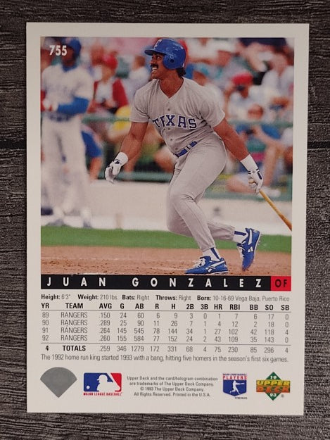 1993 Upper Deck #755 Juan Gonzalez