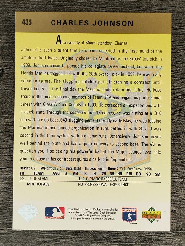 1993 Upper Deck #435 Charles Johnson