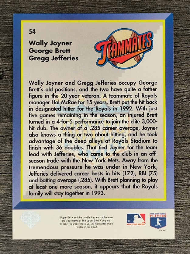 1993 Upper Deck #54 Wally Joyner/Gregg Jefferies/George Brett