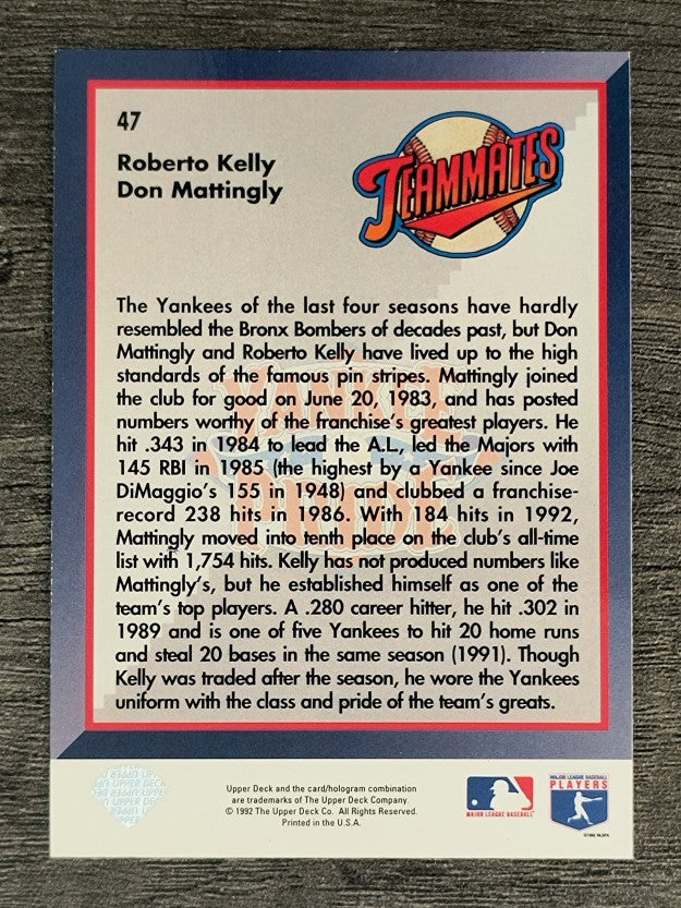 1993 Upper Deck #47 Roberto Kelly/Don Mattingly