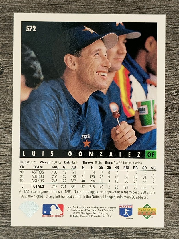 1993 Upper Deck #572 Luis Gonzalez